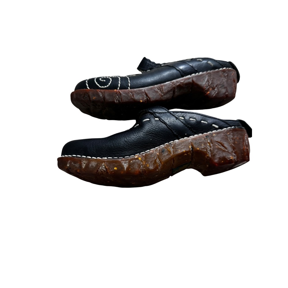 El Naturalista Leather Clogs Women 36 Black Good Mary Jane Frog Shock Mules - Picture 3 of 8